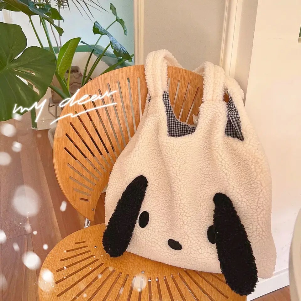 Plush Tote Bag with Big Puppy Ears