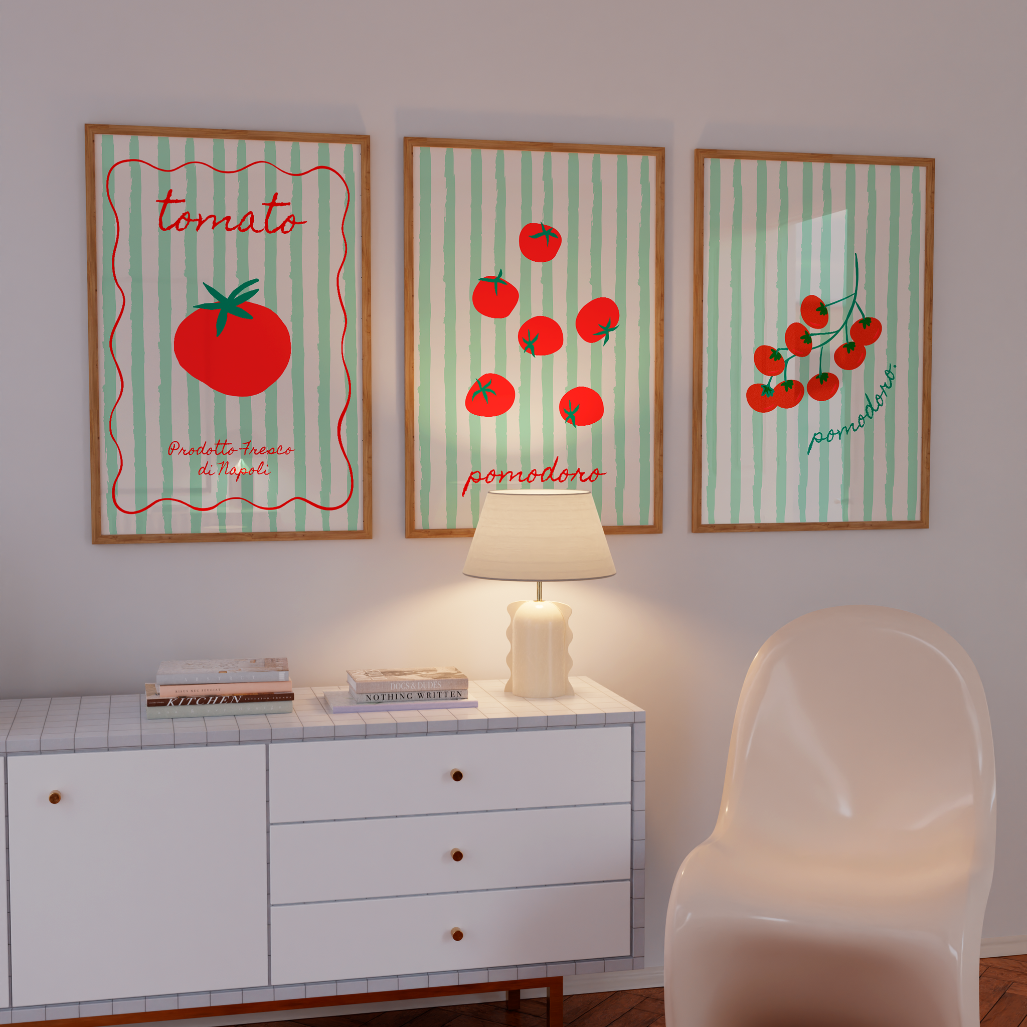 Fun food art for kitchens, dorms, or colorful DIY interiors.