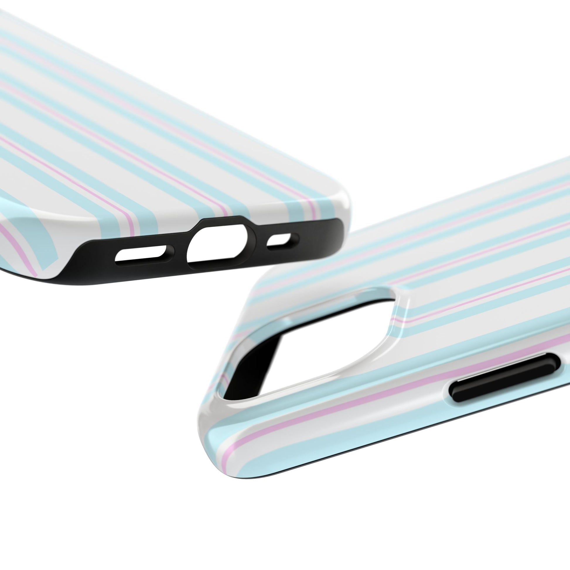 Phone case with striped pattern on a white background
