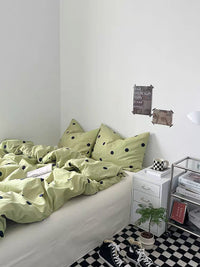 Sage Green Polka Dot Duvet Cover Set