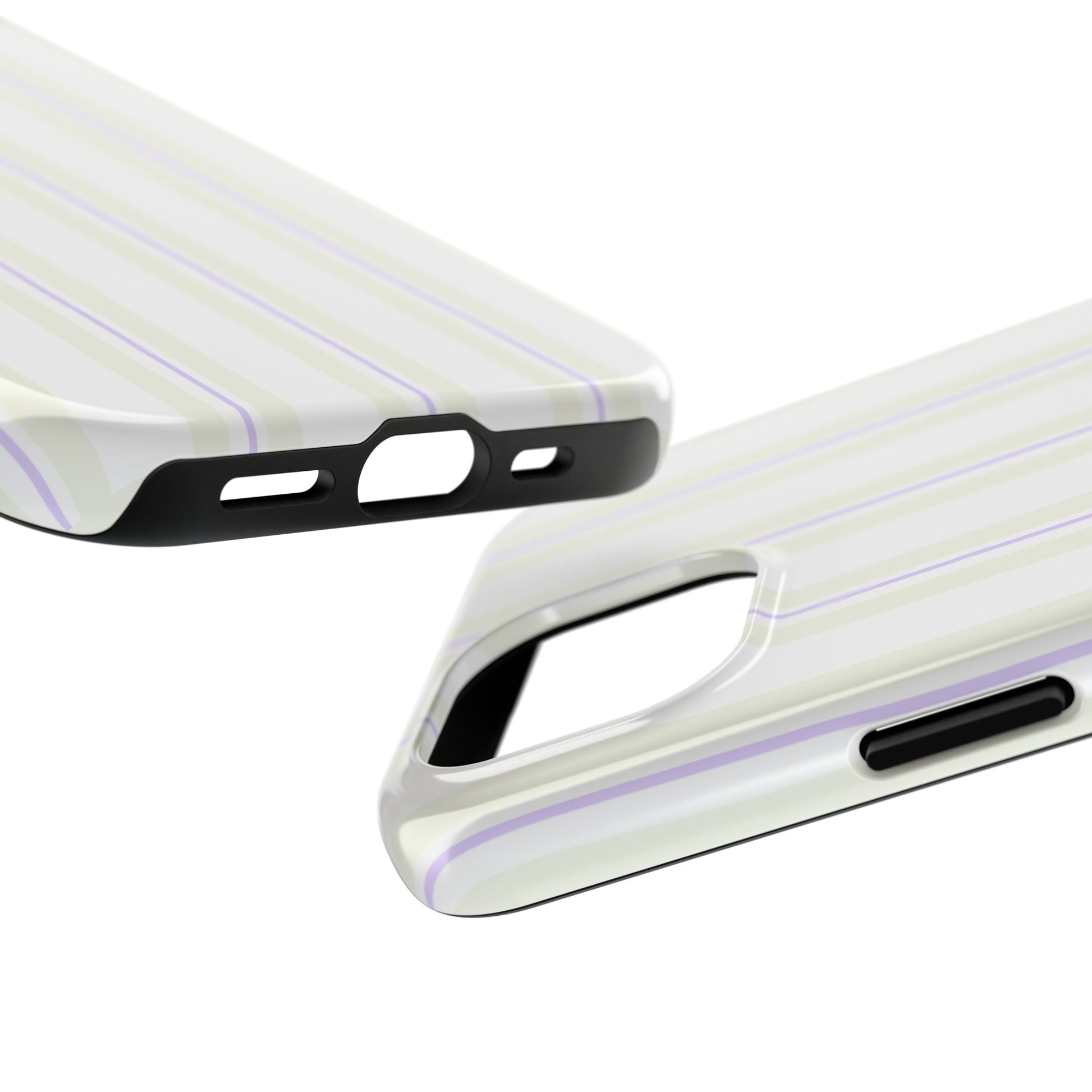 Creamy white iPhone case with aesthetic stripe pattern