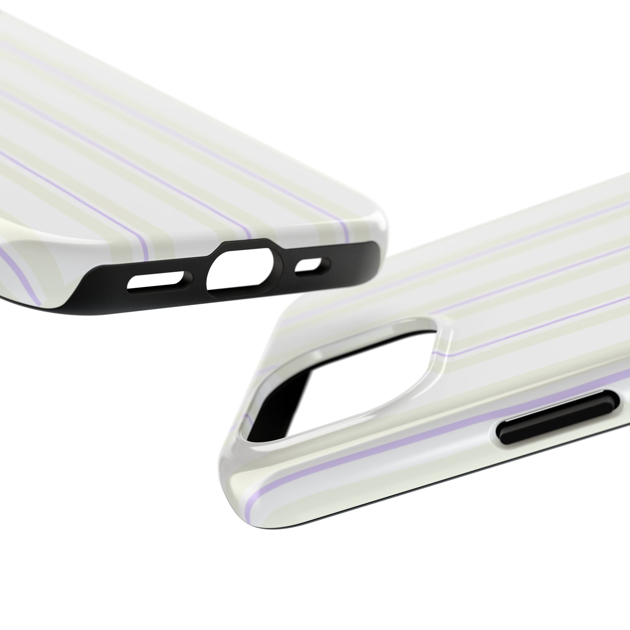 Creamy white iPhone case with aesthetic stripe pattern