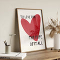 Modern red heart poster for romantic wall decor