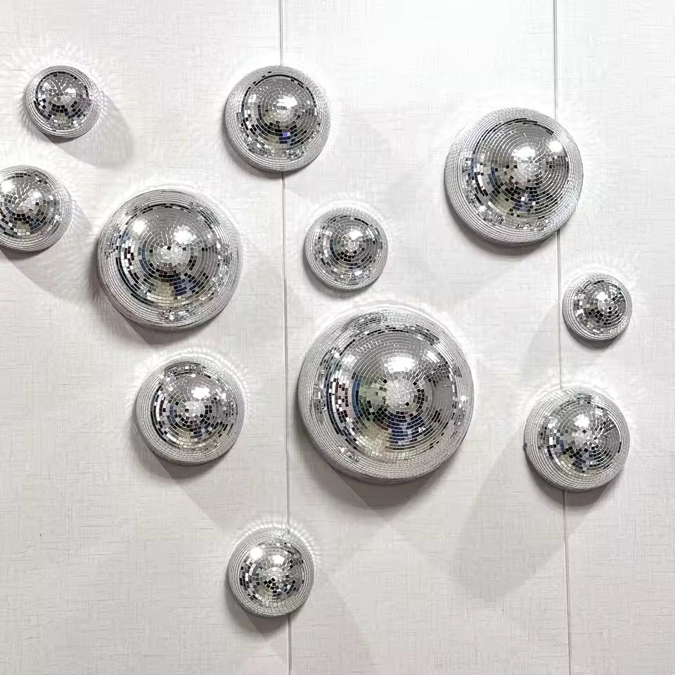Collection of disco balls on a white background