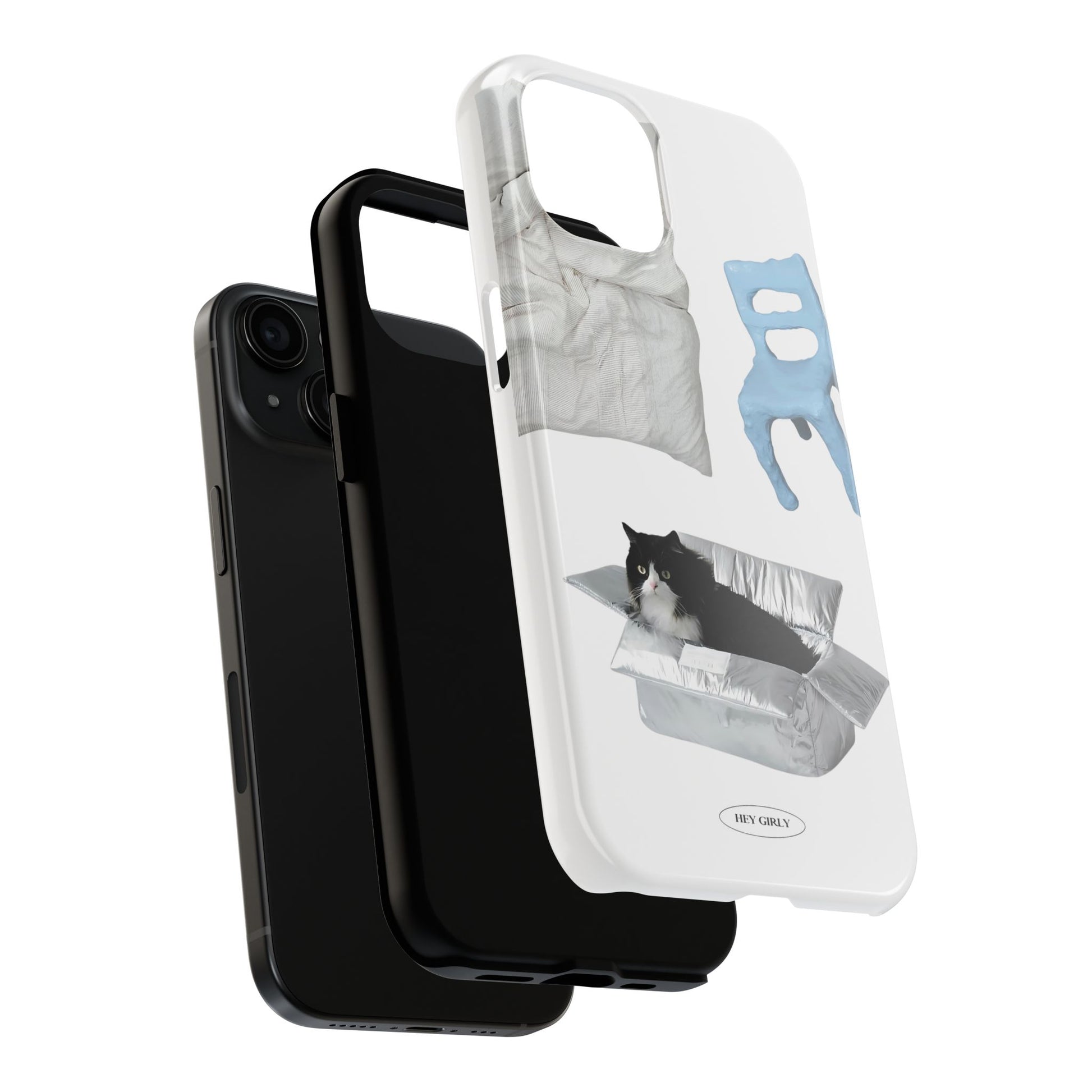 Phone case with a cat design on a white background