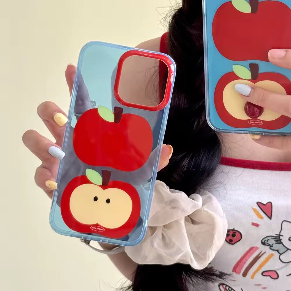 Aesthetic Korean-style phone case featuring cartoon fruit design