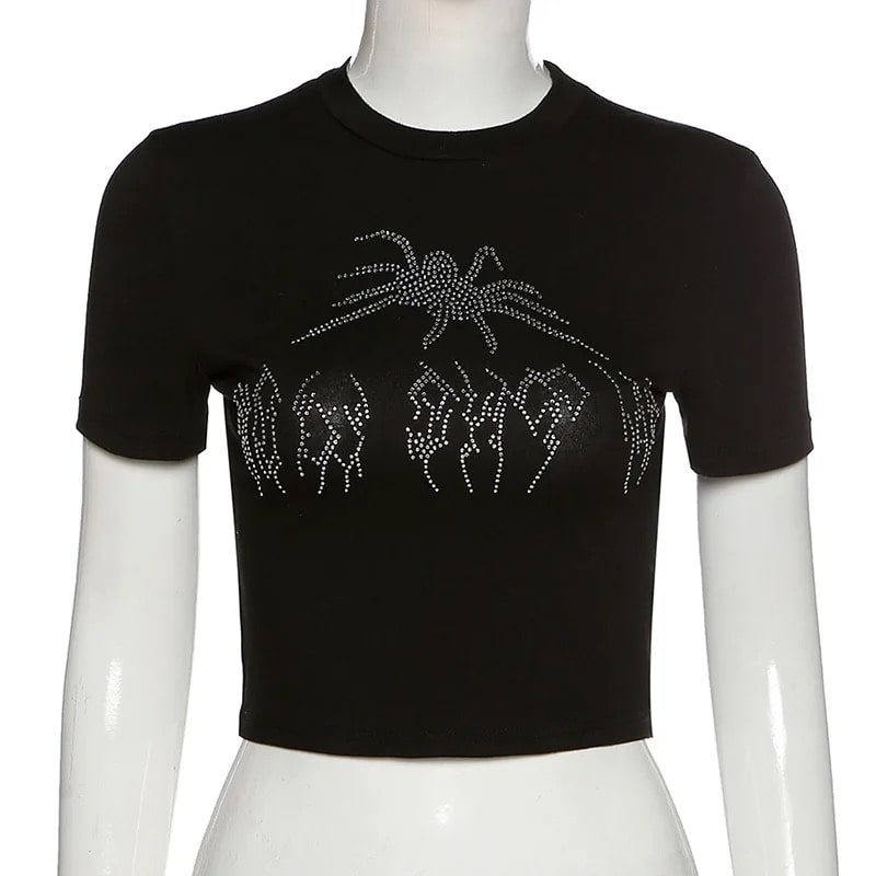 Slim fit O-neck short sleeve streetwear top for women