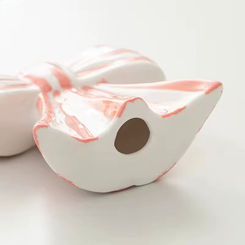 Striped ceramic bow candle holder for romantic dinner decor