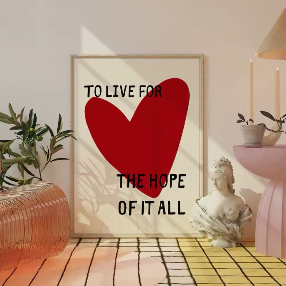 Stylish heart-shaped poster for living room decoration