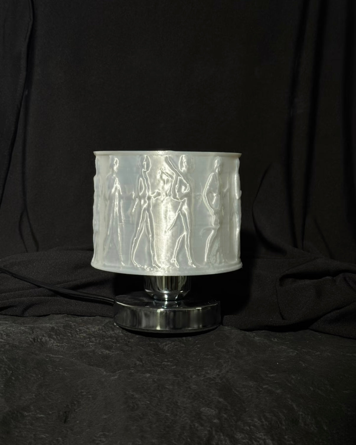 Decorative bedroom table lamp featuring relief texture and eye friendly lighting design
