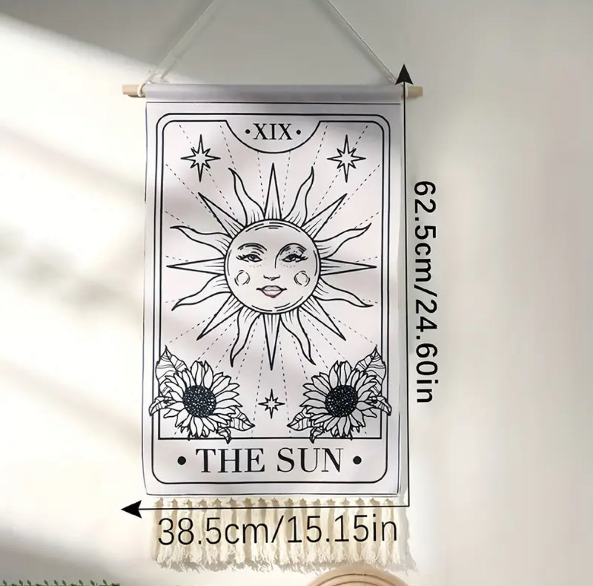 Gothic celestial decor featuring intricate sun and moon illustrations in classic tarot format.