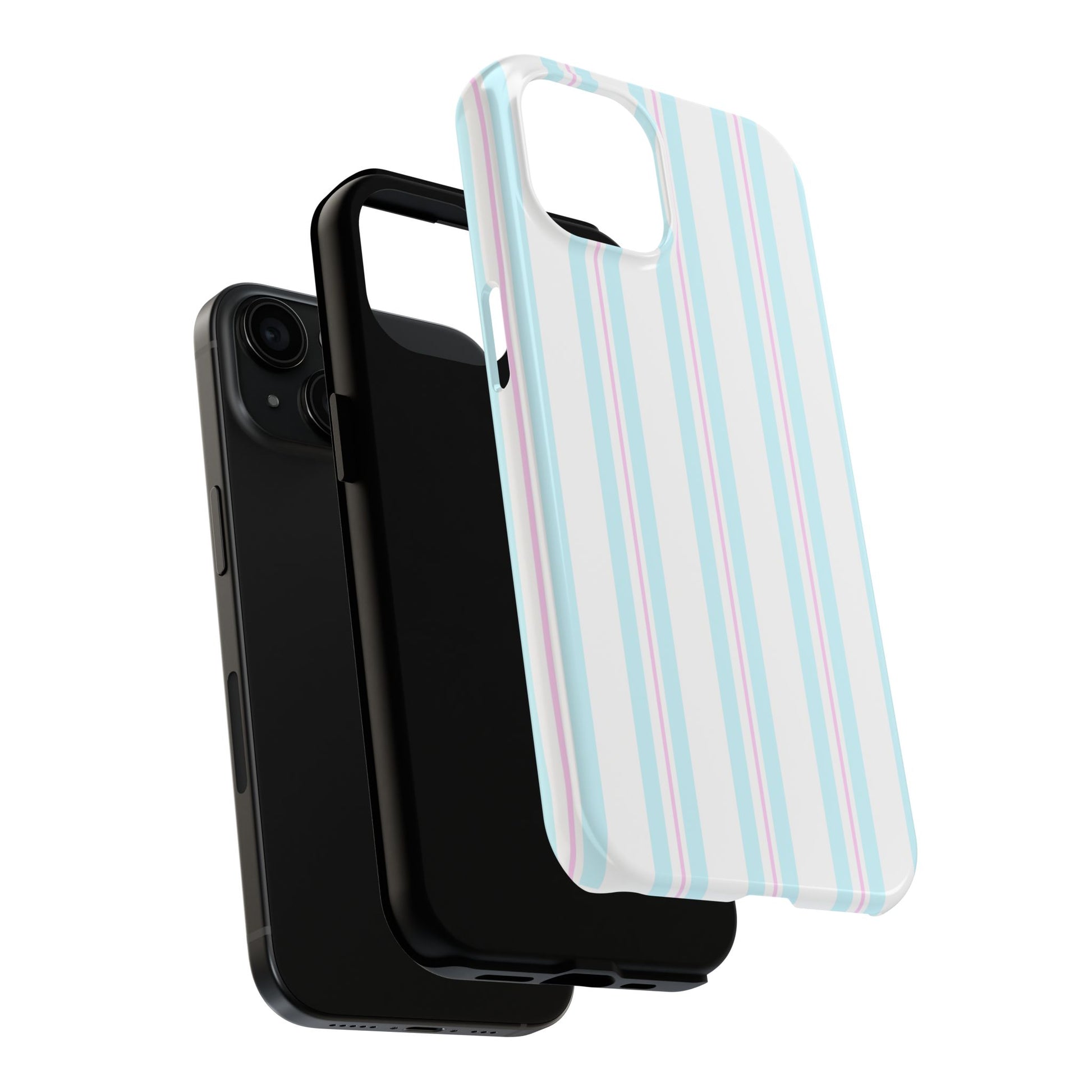 Phone case with striped design on a white background