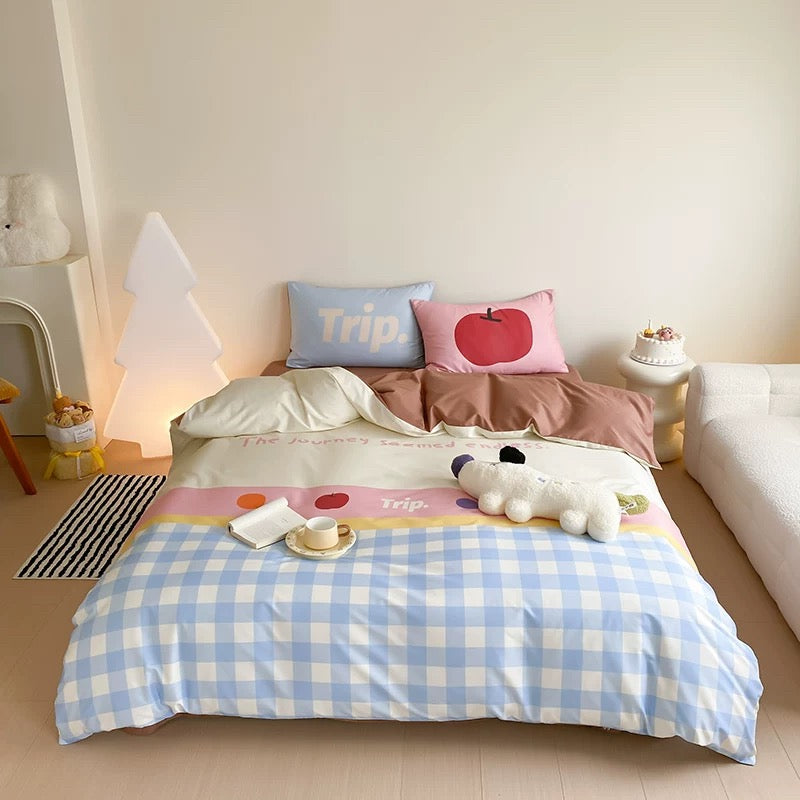 Pinterest aesthetic bedroom makeover with dopamine cotton bedding in Canada.