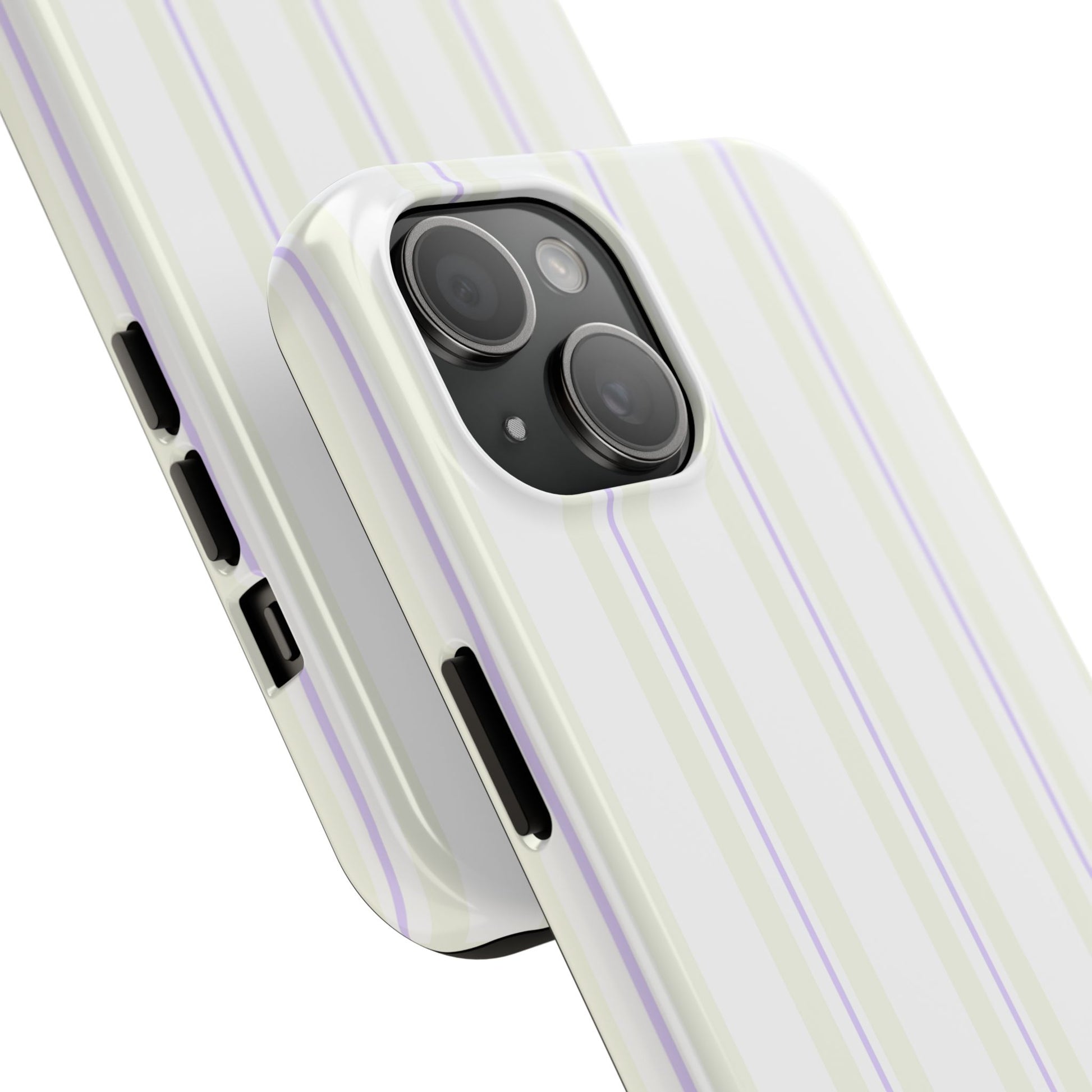 Soft girl aesthetic striped phone case in beige and lilac