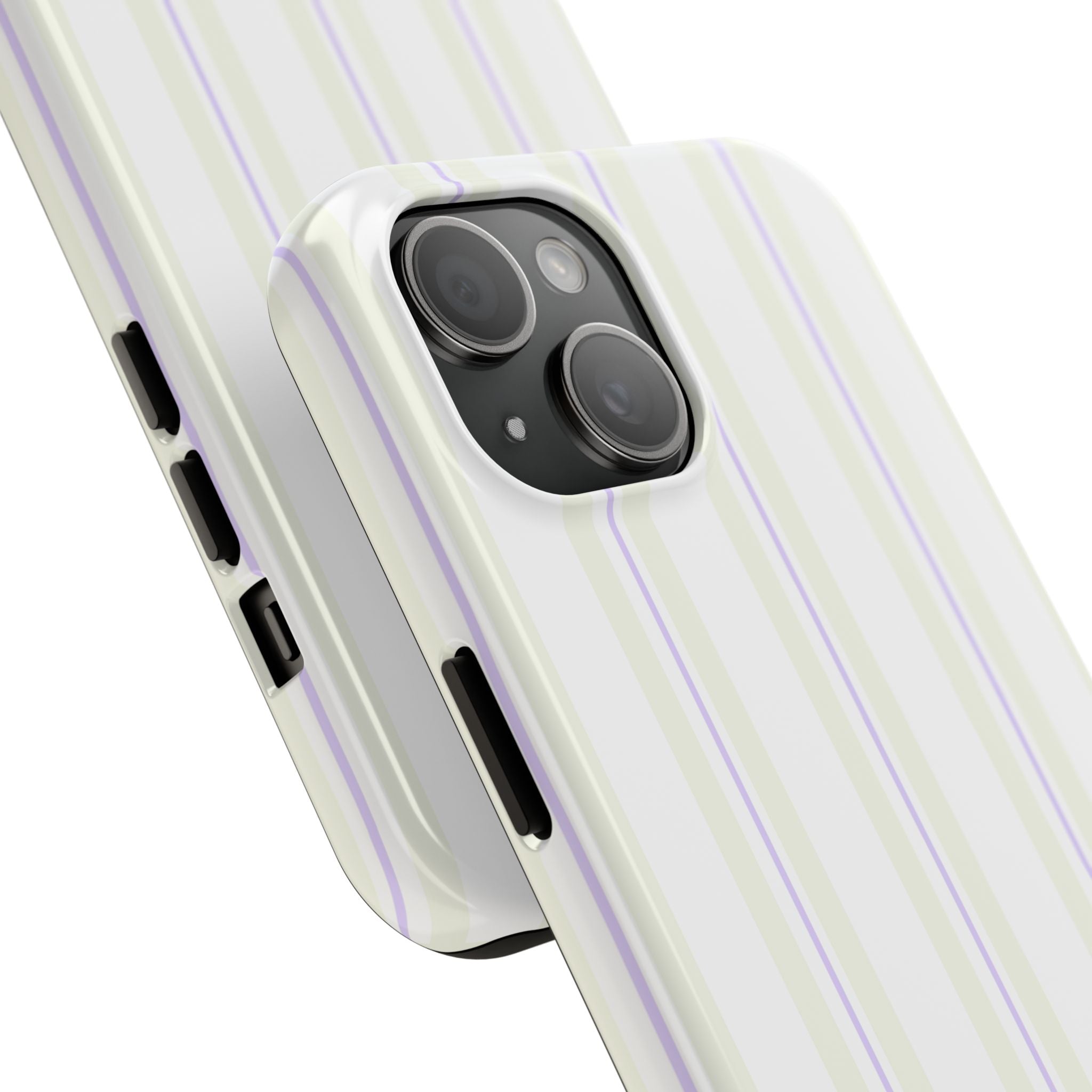 Soft girl aesthetic striped phone case in beige and lilac