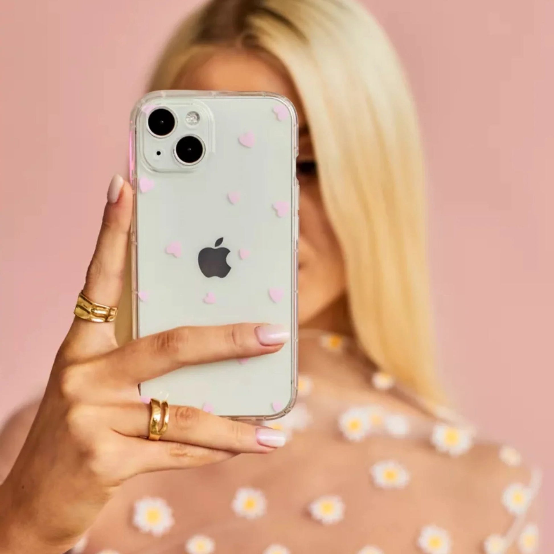Soft TPU Pink Hearts iPhone Case – Durable Protection