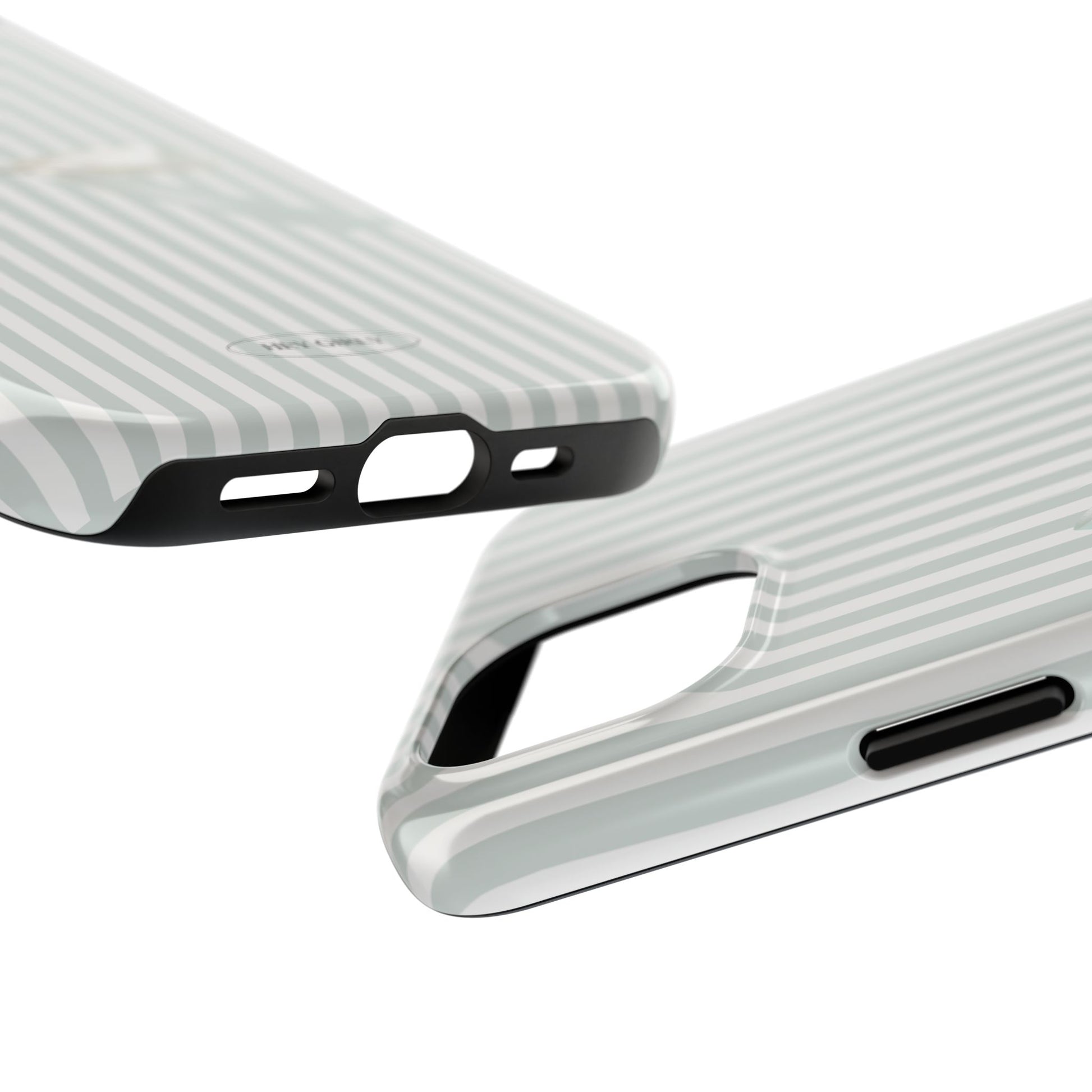 Two phone cases with a textured design on a white background