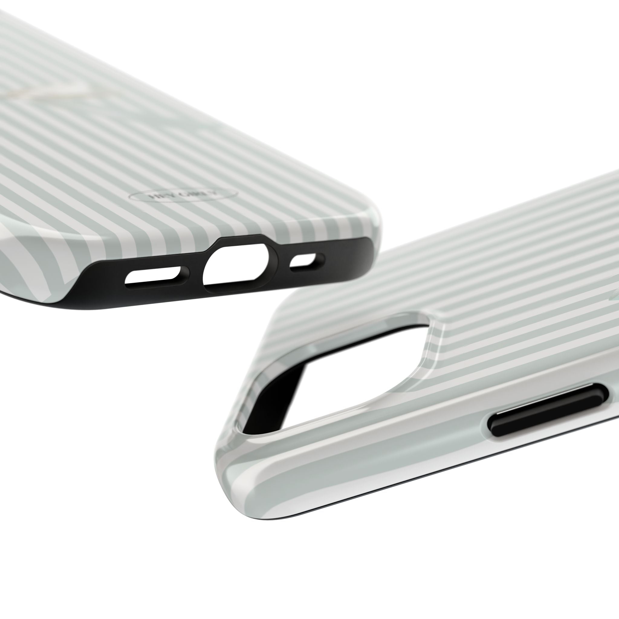 Two phone cases with a textured design on a white background