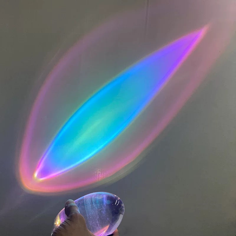 Ambient table lamp with glowing crystal