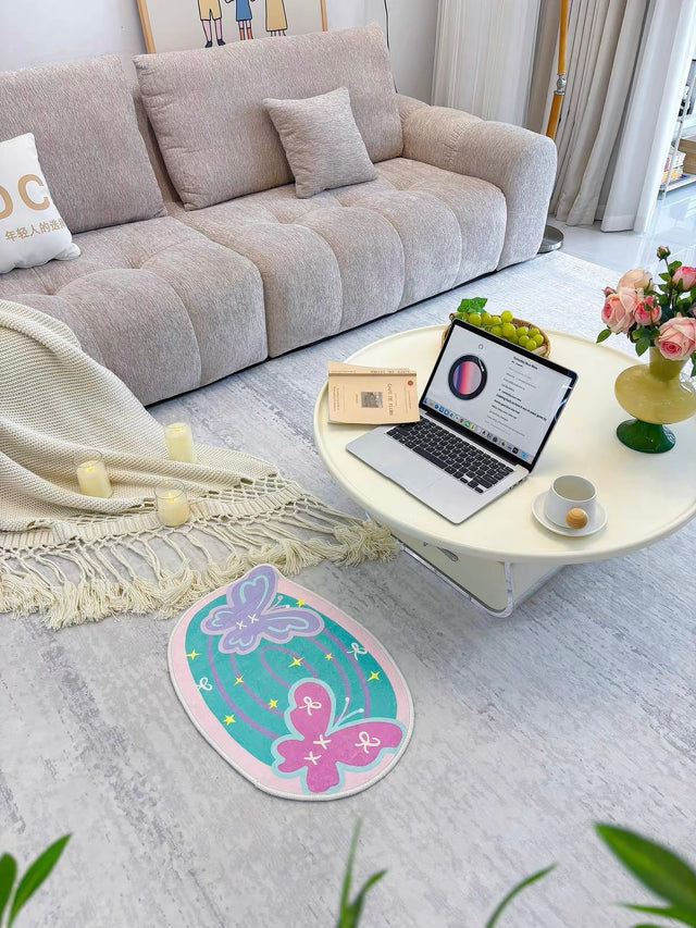 Pastel Butterfly & Heart Bath Mat
