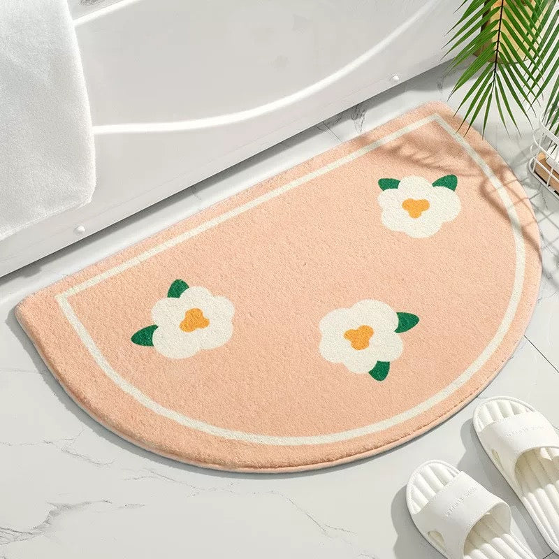 Decorative floral cartoon rug in small entrance hallway