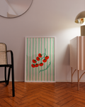 Printable food wall art set for colorful kitchen spaces and barista nooks.