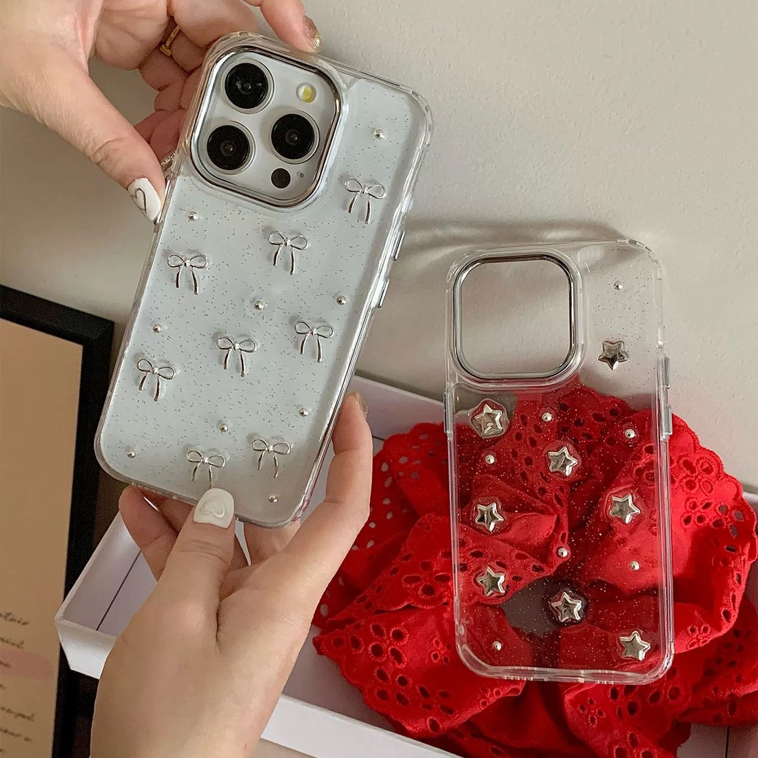 Luxury silver bow iPhone case for stylish protection