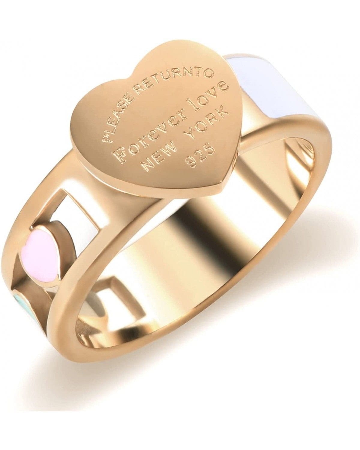 Trendy stainless steel colorful heart ring for women