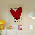 Love wall art print with a bold red heart design