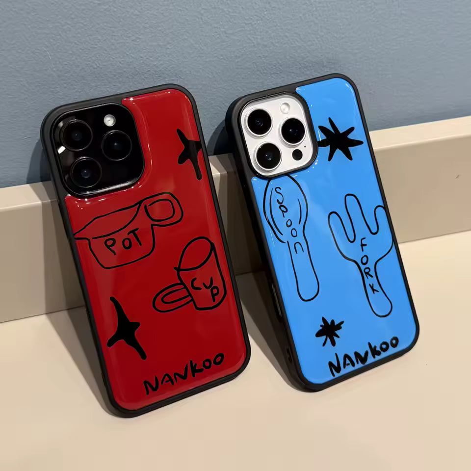Cute doodle iPhone cover with epoxy coating