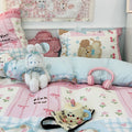 Detailed view of the soft cotton-polyester blend fabric used in the bedding set.