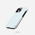 Phone case with blue and pink stripes on a white background