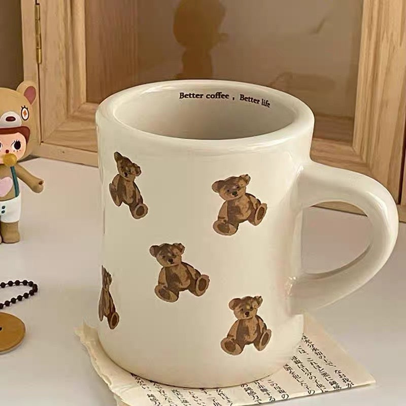 Vintage Bear Cute Mug for Aesthetic Kitchen Decor