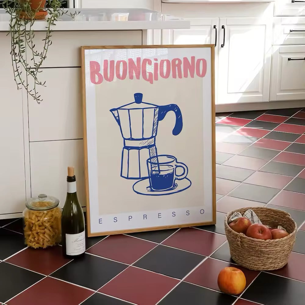 Coffee-themed wall art canvas for café and dining decor