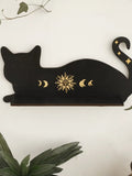 Vintage witch decor shelf in black cat design