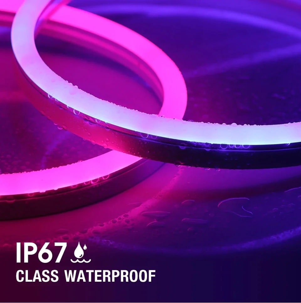 Flexible neon LED strip lights with app and Alexa compatibility
