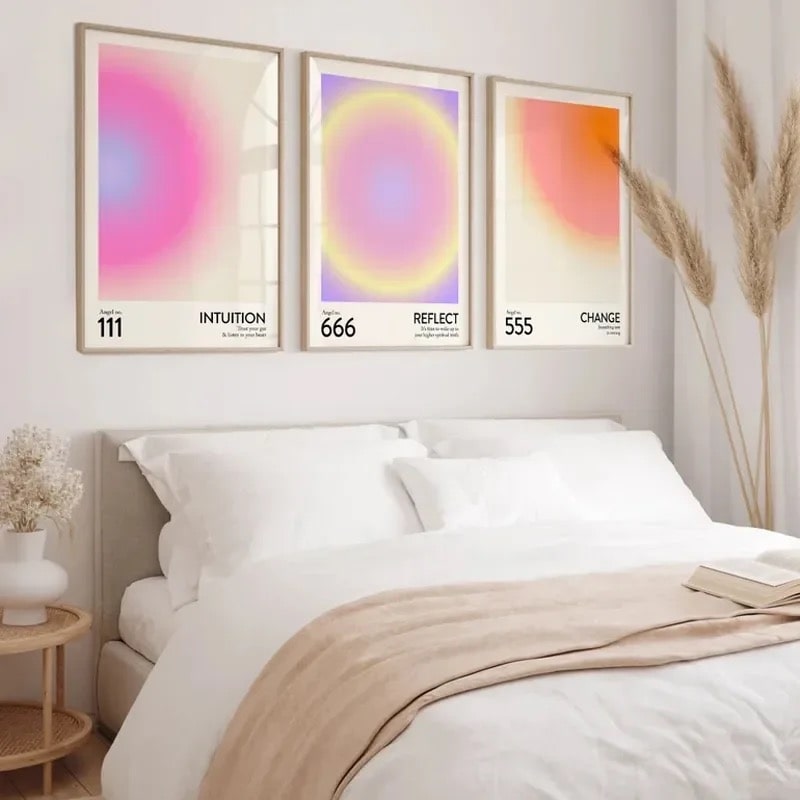 Witchy wall decor poster featuring angel numbers and aura energy