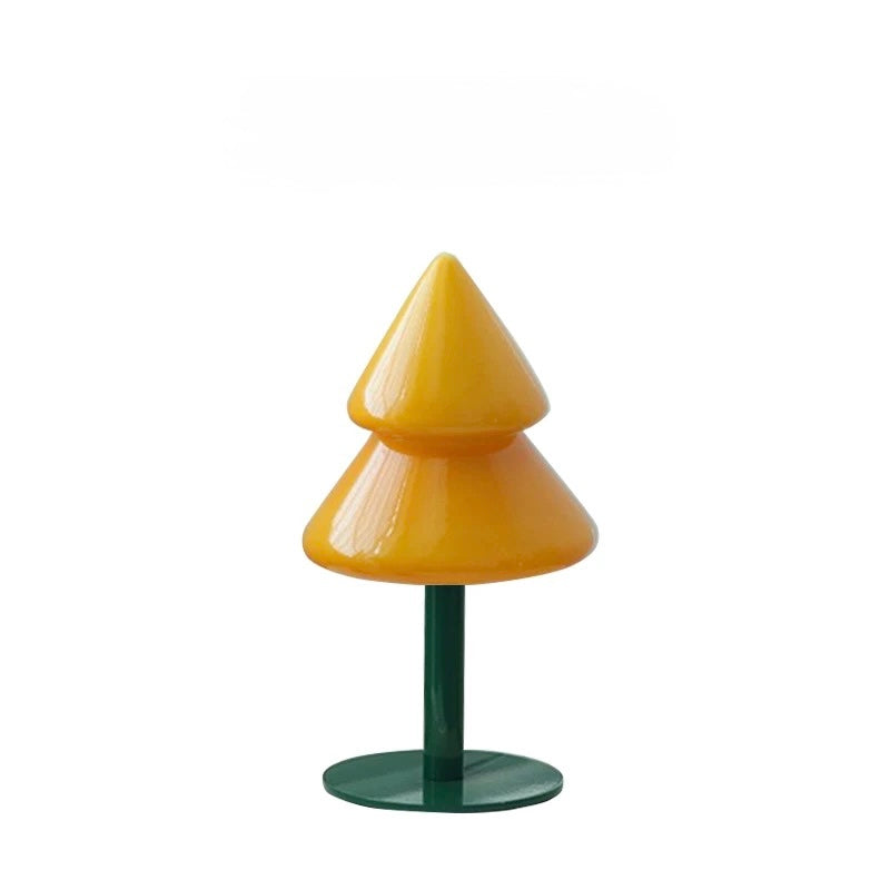 Yellow Christmas tree lamp with green base